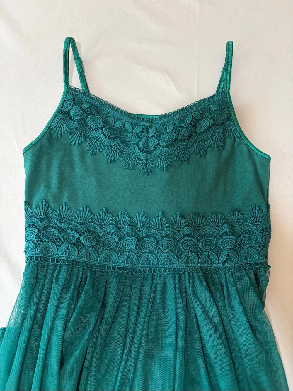 Zhenzi Teal Lace-Trim Maxi Skirt - Girls L(10/12)